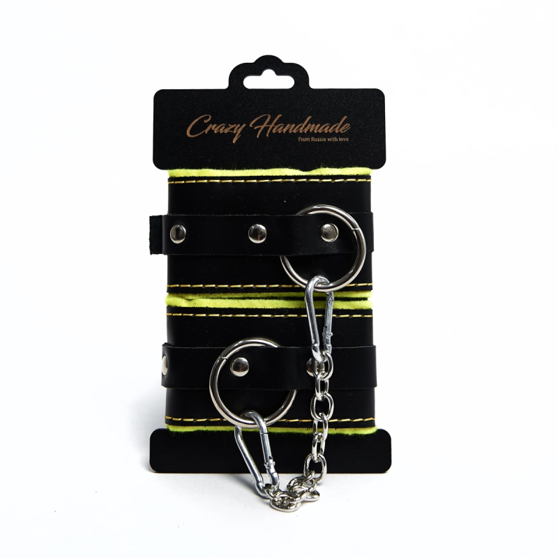 Наручники с мягкой желтой подкладкой "Crazy Handmade" кожа 